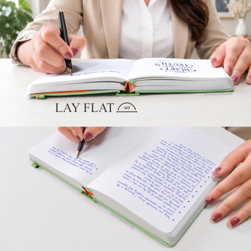 Image of NEORAH -B5 DOTTED | 368 Pages - 110 Gsm | PAGE A DAY JOURNAL (25x17.5 cm)-Hardcover Dot Grid Notebook |Back Pocket |3 Silk Book Mark - Completely HANDMADE for Journaling,Note Taking- LIGHT GREEN