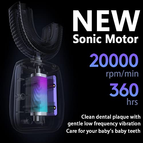 Image of Kids Electric Toothbrush U Shape Dinosaur Ultrasonic Automatic Toothbrush with Replacement Soft Bristles Heads Six Modes 360Oral Cleaning IPX7 Waterproof Smart Rechargeable Toothbrush