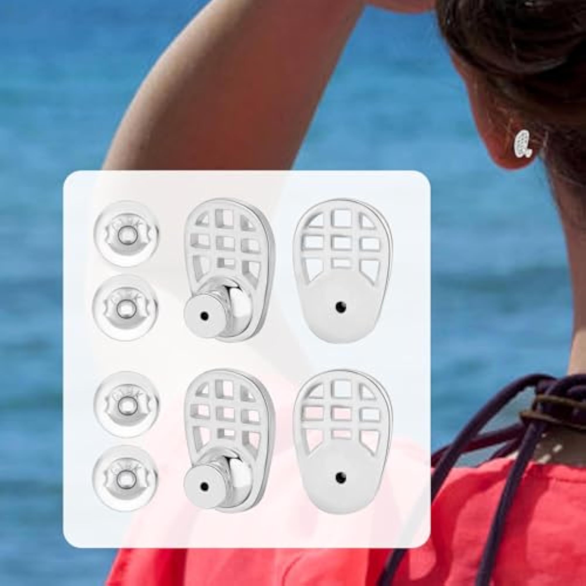 4pc Racket Shape Earring Lifters Set, Elegant Silver