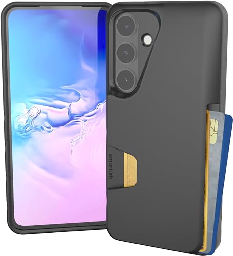 Smartish Galaxy S24 Wallet Case - Wallet Slayer Vol. 1 [Slim + Protective] Credit Card Holder - Drop Tested Hidden Card Slot Cover Compatible with Samsung Galaxy S24 - Black Tie Affair
