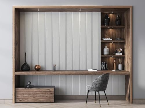 Image of White Silver 3D Wood Texture Wallpaper Roll 45x300cm | Self-Adhesive Peel & Stick Vinyl Wall Paper | Waterproof Decorative Sheet for Bedroom, Living Room & Cabinets
