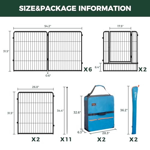 Image of FXW Instant Unleashed Dog Playpen, Portable Pet Fence for Outdoor, RV Trips, and Camping, 32 inch, 16 Panels for Small and Medium Dogs with Playpen Storage Bag (2 Pack)│Patented
