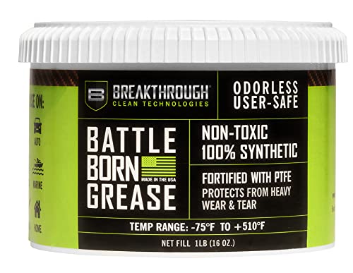 Breakthrough Clean Battle Born Gun Grease - Gun Lubricant Fortified with PTFE - Rust and Corrosion Protection - 1lb Tub