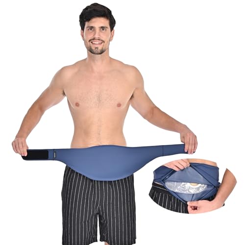 WansMed Ostomy Bag Covers for Men and Women, Stylish Ostomy Belt for Sports and Daily Use, Compatible for All Colostomy Bags, Blue-X-Large