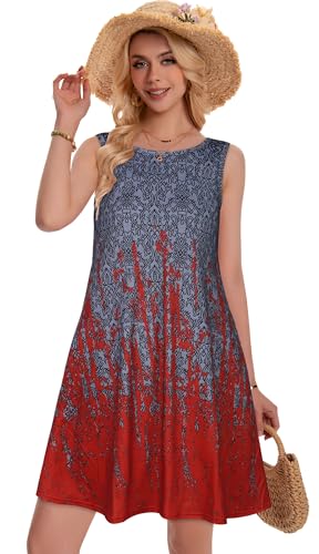 Image of Summer Dresses for Women Beach Boho Sleeveless Vintage Floral Flowy Pocket Tshirt Tank Sundresses 2026