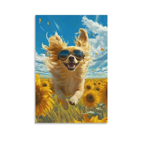 Décoration murale papillon chien grand tableau pour mur vide couloir