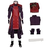 Juneboy Uchiha Madara Cosplay Costume Fighting Red Uniform With Wig Full Set Halloween(M)