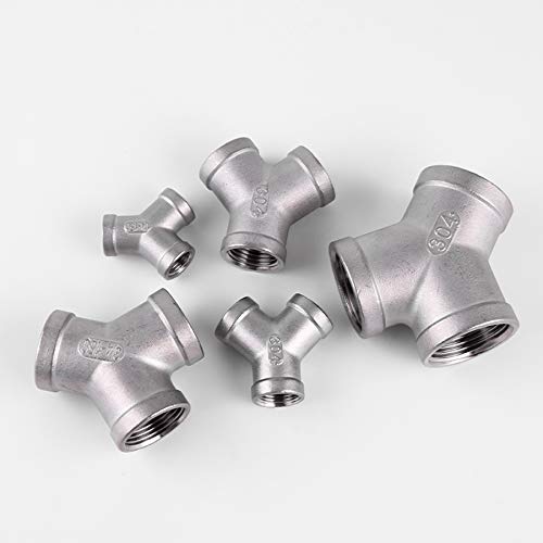 1PCS 304 Stainless Steel Y Shape 3 Ways Joint 1/4 3/8 1/2 3/4 1" 2" Female/Male Thread One Split Two Way Water Pipe Fittings(Y-Shape Female threa,2")