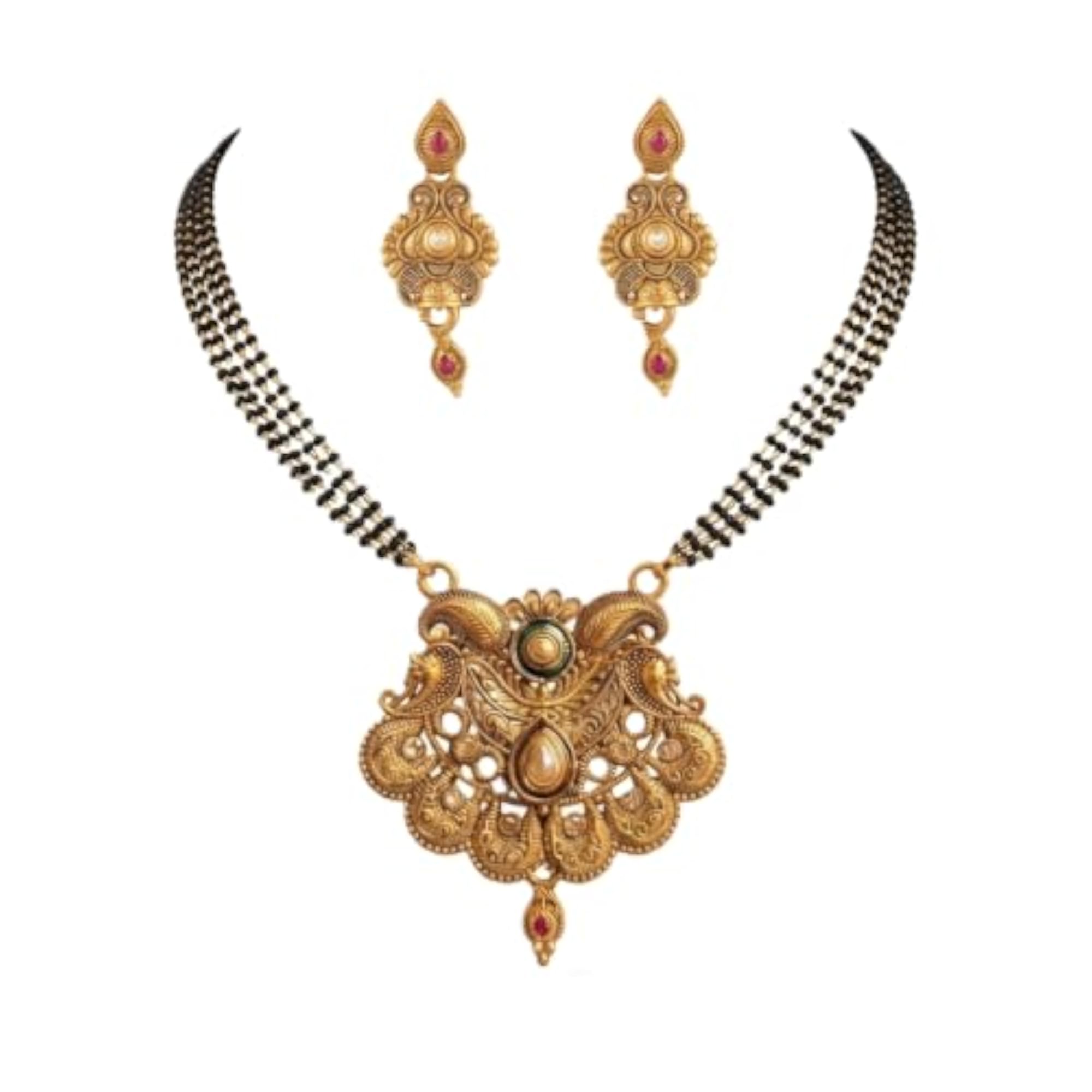 Classic Black Bead Mangalsutra Necklace for Women