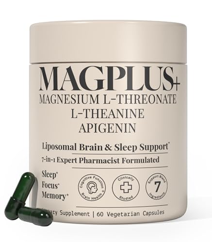 MAGPLUS+ Magnesium L-Threonate w. Apigenin & L Theanine, 1500mg 7-Ingredient