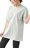 [JANJAM] 大きいサイズ レディース カップ付きTシャツ 半袖 無地 Uネック トップス グレー 4L