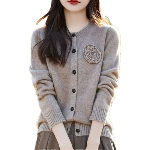 Women Knitted Cardigan Sweater Women Round Neck Solid Color Loose Sweater Female Casual Knitwear Sweaters