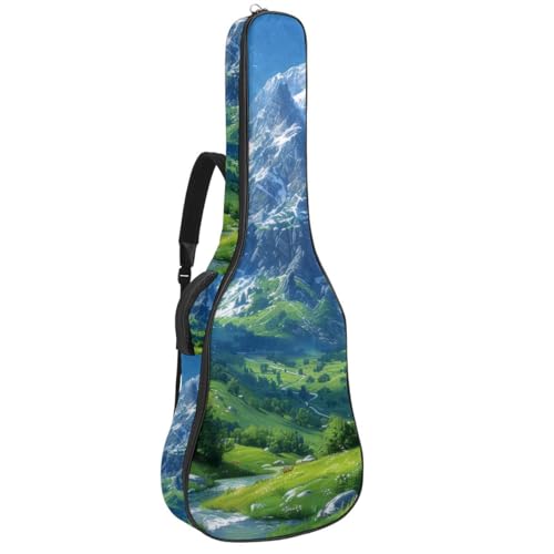 Housse universelle pour guitare acoustique avec poches et motif montagne