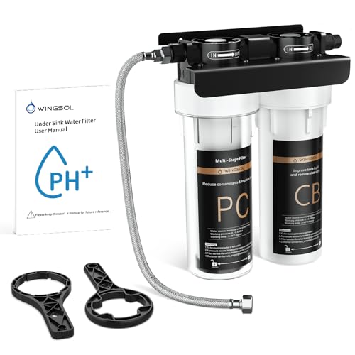 WINGSOL Under Sink Water Filter System, 2-Stage Deep Filtration, Reduce Heavy...