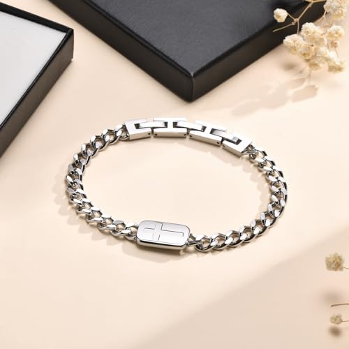 Vnox Silver Cross Bracelets For Men thumb #6