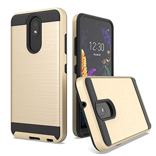 NEM Case Compatible with LG K30 (2019)/Arena 2/Neon Plus/Tribute Royal/Escape Plus/Journey LTE/Prime 2/ Aristo 4/4+, Brushed Dual Layer Hybrid Defender Shockproof Protective Phone Cover (Gold)