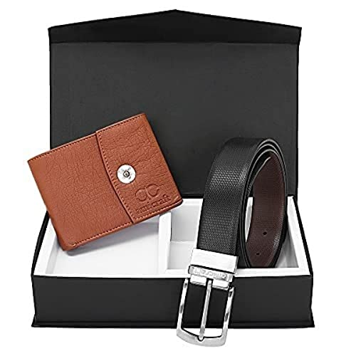 Image of Amicraft Men's Combo Pack of Wallet & Belt Gift Set