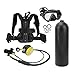 Jauarta Portable 4L Oxygen Cylinder Diving Equipment Kit with Goggles Back Bracket for Underwater Diving Breath Training