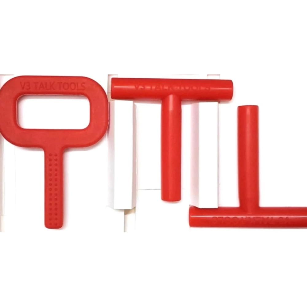 V3 Talk Tools Sensory Bitee + Bitee T-Tube Oral Motor Therapy Kit | Silicone Teether & Sensory Chew Set for Babies, Toddlers, Kids & Adults | Autism, ADHD & Special Needs | Speech, Feeding, OPT & Jaw Strengthening Aid (Soft, Medium & Textured Hard) (Red+Red+Red)-image-4