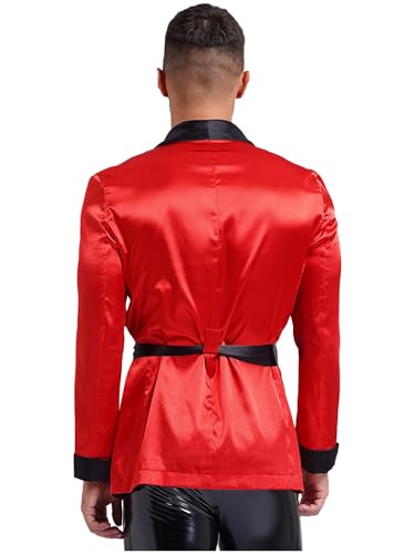 Men's Satiny Smoking Jacket Robe - Lightweight Dinner Jacket Cigar Host Wear Blazer3