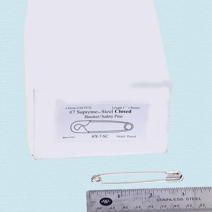 3" Blanket/nickel Safety Pins - 144 Pins Per Box