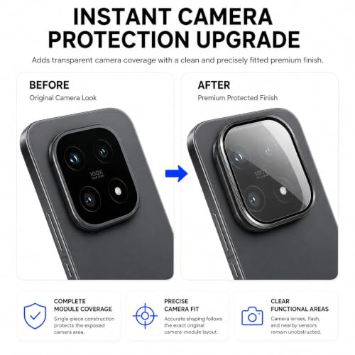 Image of ArmourPro Camera Lens Protector for IQOO 15 (6.85 Inches) Tough HD Individual Aluminum Alloy Rings 9H Camera Cover, Scratch-Resistant,Camera Lens Protection| Black, 1 Pack