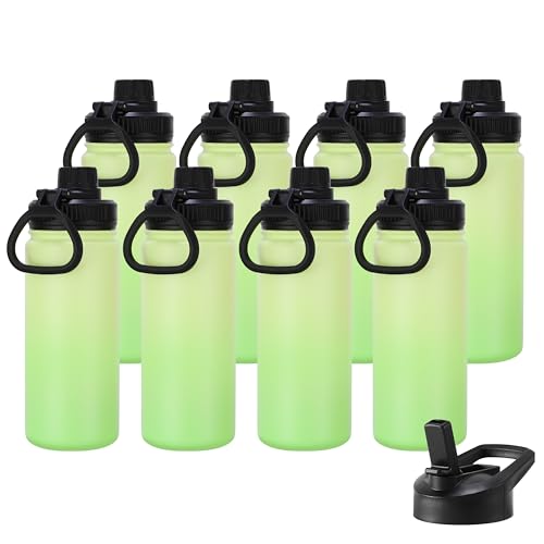 DOMICARE 16 oz Water Bottle Stainless Steel Double Wall Vacuum Insulated Water Bottle with Straw lids & Spout Lid, Leakproof