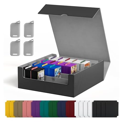 UAONO Kartenaufbewahrungsbox für Trading Cards, 2400+ MTG Commander Deck Box mit 24pcs bunten Teilern, Kartenetui passend für Magic TCG PTCG Spielkarten(schwarz und grau)