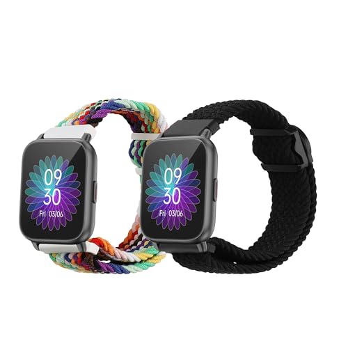 Set de 2 correas de nylon para reloj Ruimen H1/D1 negro y multicolor