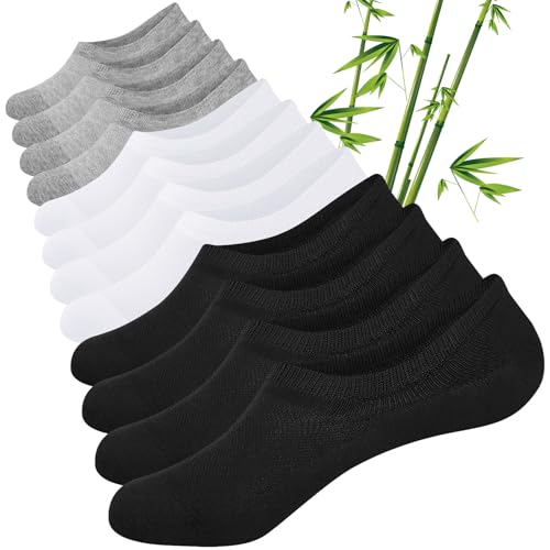 Cirorld Bamboo No Show Trainer Socks Mens Womens 6 Pairs Invisible Low Cut Socks for Men Ladies Thin Breathable Casual Short Sock with Non-Slip Silicone Stripes Summer Ankle Liner Sock