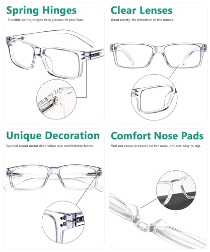 Eyekepper Spring Hinges Vintage Eyeglasses Men(Transparent Frame) - Image 4