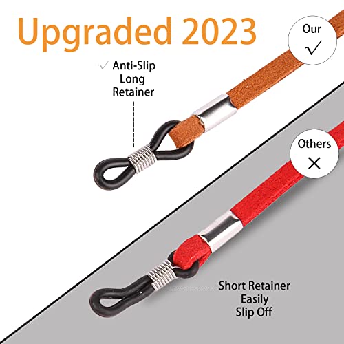 Qingzhe 6Pcs Women Eyeglass Strap Chains Anti-Slip Eye Glasses Holder Around Neck Chains Straps Adjustable Leather Lanyards Eyeglass Straps Sport Eye Glasses String Holder Strap For Men Kids #TOP3