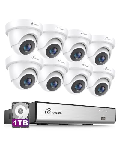 Image of Loocam Security Camera System with DVR H.265+ 8CH, 1TB Hard Drive | 2MP 1920TVL Wired CCTV Cameras 8pcs, AI Human Vehicle Detection, 24 /7 Recording, Smart Playback, Remote Access, Email Alert