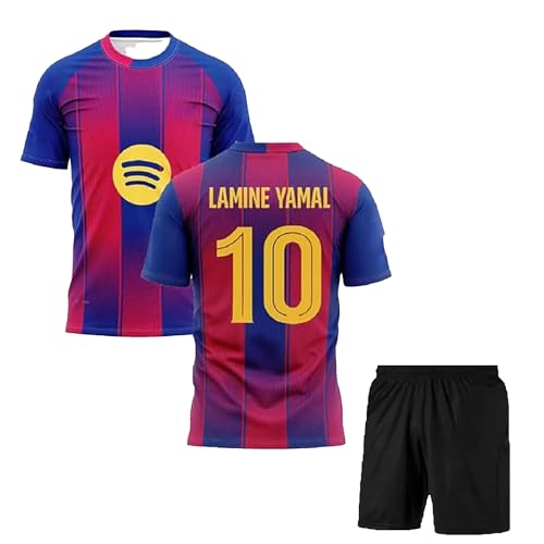 Image of Soccer Official New Barce Lamine Yamal 19 Home Away Third Club Kit Football Jersey with Shorts for (Kids,Men & Boys)