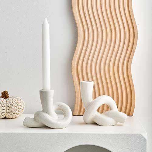 2 Pcs Taper Ceramic Candle Holders Abstract Artwork, Table Centercenterpiece, Candlestick Holder Decorations For Wedding, Kitchen, Dinning, Party, Home Decor #TOP1