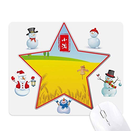 Tapis de souris solaire circulaire à 24 grains motif bonhomme de neige et étoile pour bureau