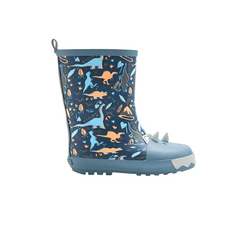 YSABEL MORA Botas de Agua Infantiles Dino con Estampado de Dinosaurios, Forro de Borreguito y Plantillas Extraíbles Comodidad y Protección en Días Lluviosos Material Resistente y Duradero para Niños