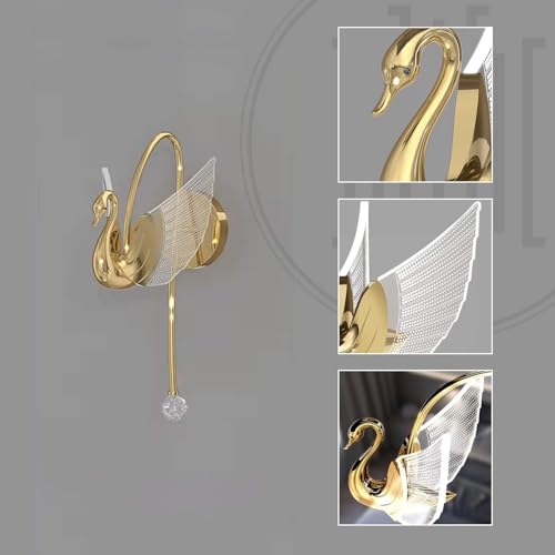 Image of Harold Electricals Swan Wall Light |Luxury Wall Sconce Lamp | Modern Acrylic Lighting Fixtures for Bedroom, Bedside, Living Room,Lobby, cafe & Home Decor - Golden(Inbuilt LED)