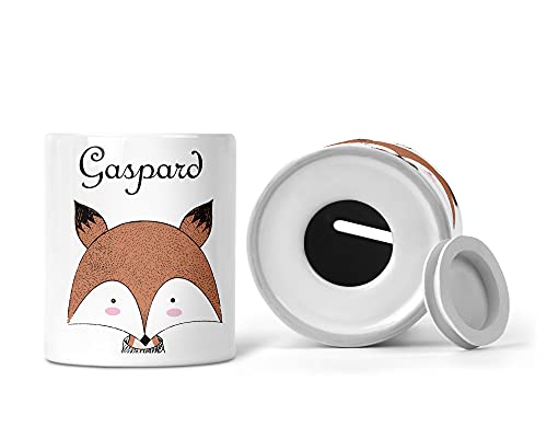 C38 Tirelire renard personnalisée, tirelire enfant, tirelire fille, tirelire garçon, cadeau enfant personnalisable, cadeau prénom, tirelire nom