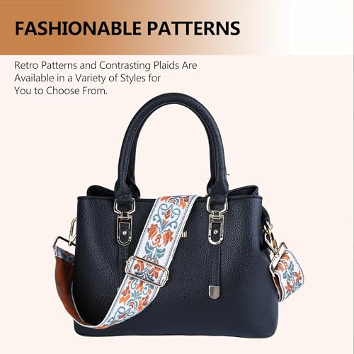 Image of Purse Strap, Adjustable Embroidery Flower 2 Inch Wide Purse Straps Replacement Crossbody for Women