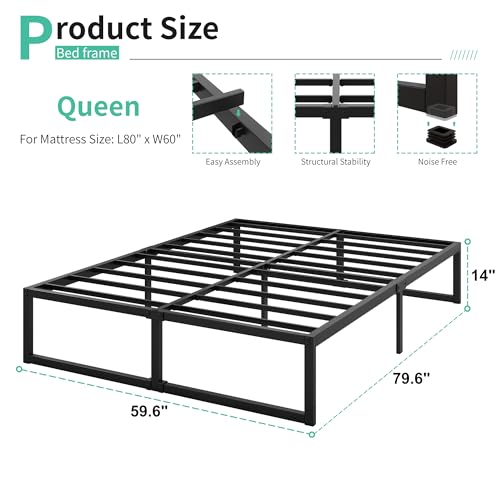 14-Inch-Queen-Bed-Frame-Heavy-Duty-Steel-Slat-Support-Metal-Platform-Bed-Frame-Queen-Size-No-Box-Spring-Needed-Easy-Assembly-Black