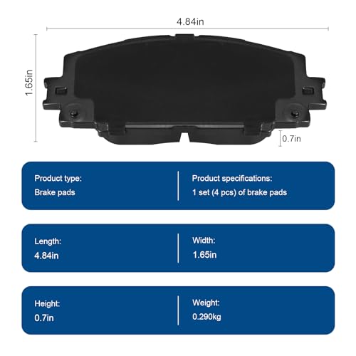 Image of D1184 Front Ceramic Brake Pads Kit Fit For Scion iQ 2013, For Toyota Prius C 2012-2019, For Toyota Yaris 2007-2018