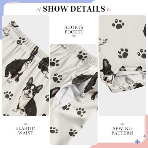 Lovely Boston Terrier Dog Pajama Pants Soft PJ Bottoms Lounge Pants for Sleepwear Sport Size 6–14 Years4