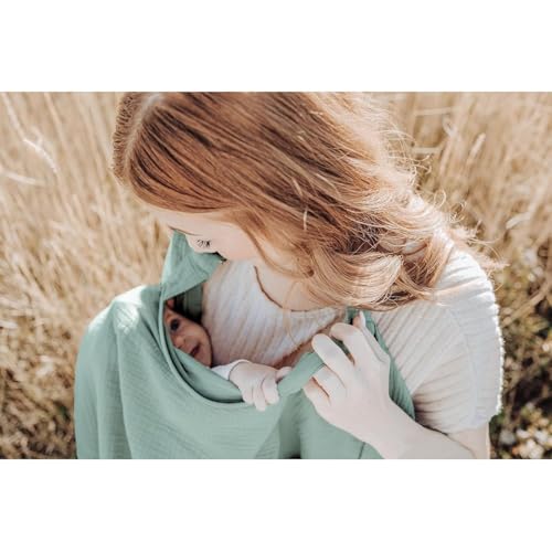 Image of Nursing Cover for Baby Breastfeeding - Breathable 100% Cotton Nursing Apron with Rigid Hoop, Privacy Cover, Lightweight Car Seat Canopy & Multi-Use Baby Essentials
