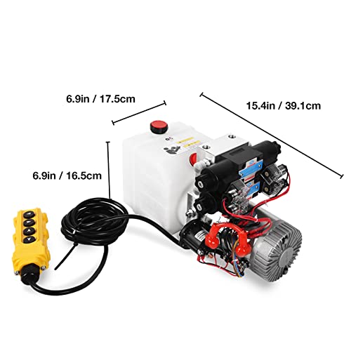Image of Hydraulic Power Unit Double Acting Hydraulic Pump 4.5 Quart Reservoir 12V DC Double Solenoid Dump Trailer Pump Electric Hydraulic Pump for Dump Trailer Car Lifting