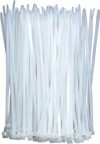 ECVV 250Mm Cable Ties White (100 Pack) Wire Ties With 18Kg Tensile Strength Self-Locking Heavy Duty Nylon Plastic Zip Ties Wraps For Office HoUSehold And Outdoor