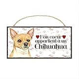 CHIHUAHUA (26) Affiche Decoration Murale. Panneau Bois. Inscription avec votre animal préféré. Panneau Decoratif pour votre maison. Pancarte Bois avec un chien.