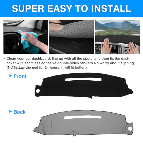 Image of Autorder Dashboard Cover Mat for 1997-2000 Chevy Chevrolet Silverado /GMC Sierra C1500 C2500 C3500 K1500 K2500 K3500, 1997-1999 GMC Yukon /Chevy Tahoe Accessories Dash Cover Flannel Dash Mat Protector