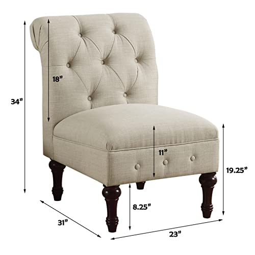 Rosevera Larkin Upholstered Tufted Fine Polyester Chair Loveseat Sofa Bench with Armless Design Easy Assembly for Living Room Bedroom, Beige