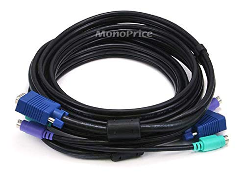 Monoprice Molded 3-in-1 KVM Cables SVGA PS/2 M/M - 10FT (Black)